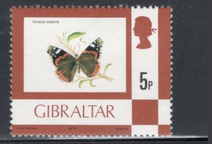 Gibraltar 1977 Red Admiral Butterfly 5p Scott # 346 MH