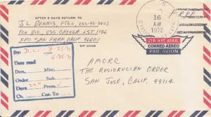 United States Vietnam War Soldier's Free Mail 1972 U.S.S. Cayuga (LST-1186) O...