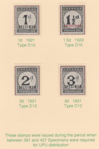 GRENADA  1921 POSTAGE DUE SPECIMEN   set of 4