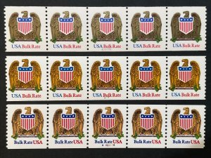 3 Different US PNC5 10c Eagle & Shield Bulk Rate Stamps Sc# 2602-2604 MNH