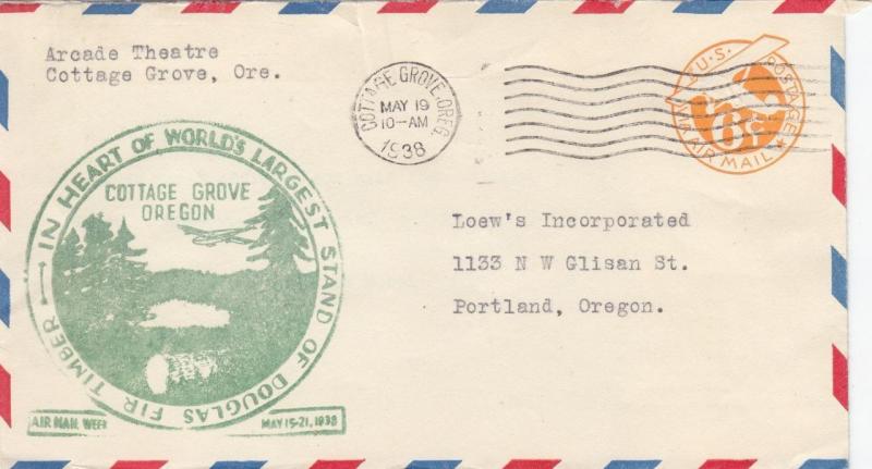 1938, Cottage Grove, OR, National Airmail Week, See Remark (23944)