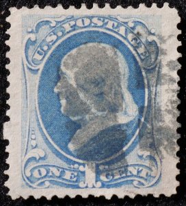 U.S. Used Stamp Scott #156 1c Franklin. Massive Jumbo. Fancy Cancel. Choice!