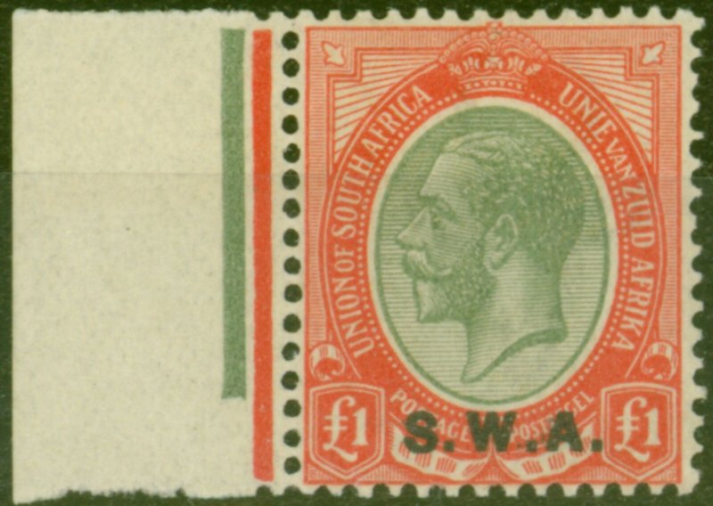 South West Africa 1927 £1 Pale Olive-Green & Red SG57 Fine Very Lightly Mtd Mint