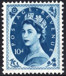 Great Britain #304 10d Queen Elizabeth II: Predecimal Wilding Single (1954) MNH