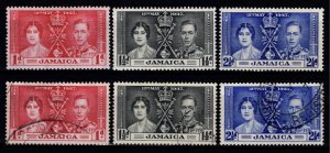 Jamaica 1937 George VI Coronation, Set [Unused/Used]