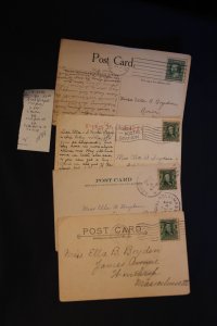 4 US cards (incl real photos,  Cobb Hall U Chicago & E. Walpole MA PM) (#1034)