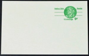 1977 US Sc. #UX72 postal card, 9 cent, mint, sharp corners, excellent condition 