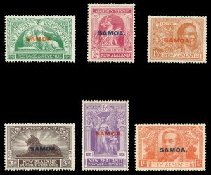 Samoa 1920 KGV Victory set complete MLH. SG 143-148. Sc 136-141.