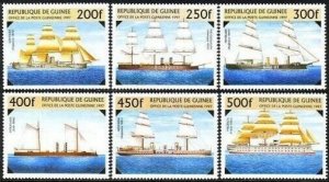 Guinea 1396-1401, 1402 shet,MNH. 19th Century Warships. 1997.