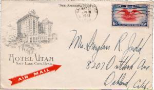 United States Utah Salt Lake City 1939 machine  6c Bi-color Eagle Air Issue  ...