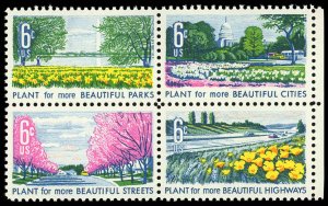 US Sc 1365-68 VF/MNH Se Tenant Block - 1969 Beautification - P.O. Fresh