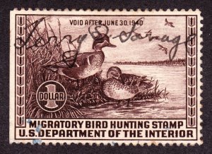 US RW6 $1 Duck Hunting Used VF SCV $45