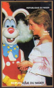 Niger 1997 Sc#944d ROGER RABBIT & PRINCESS DIANA DISNEY S/S IMPERFORATED MNH