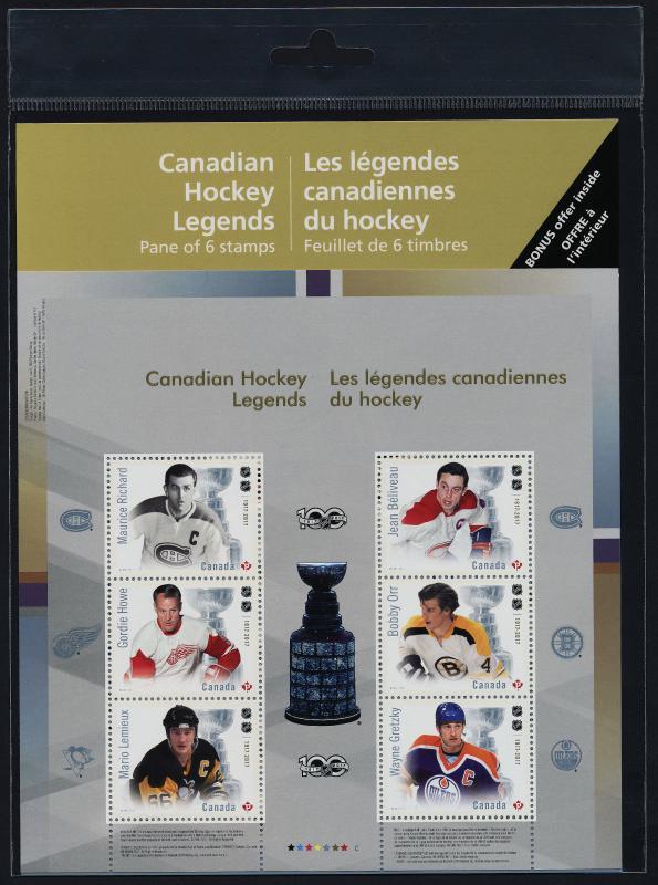 Canada 3026 in Pack MNH NHL Canadian Hockey Legends, Ice Hockey