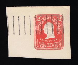 GENUINE SCOTT #U385 LARGE CUT SQUARE 2¢ CARMINE WITH AN EARLY LINCOLN, IL CANCEL