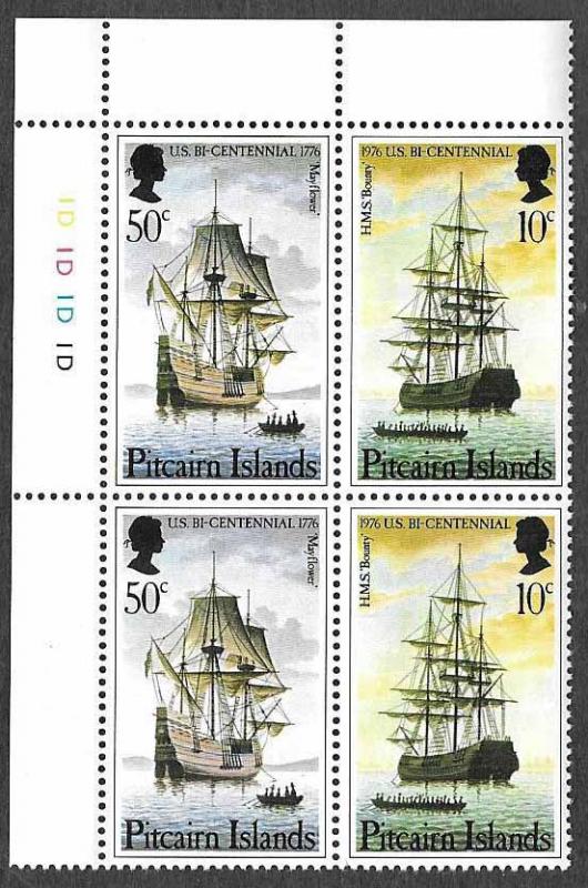 Pitcairn SC 159a - Plate Block - MNH - 1976