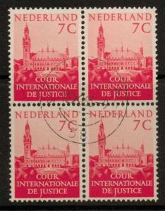 NETHERLANDS SGJ26 1951 7c RED BLOCK OF 4 FINE USED