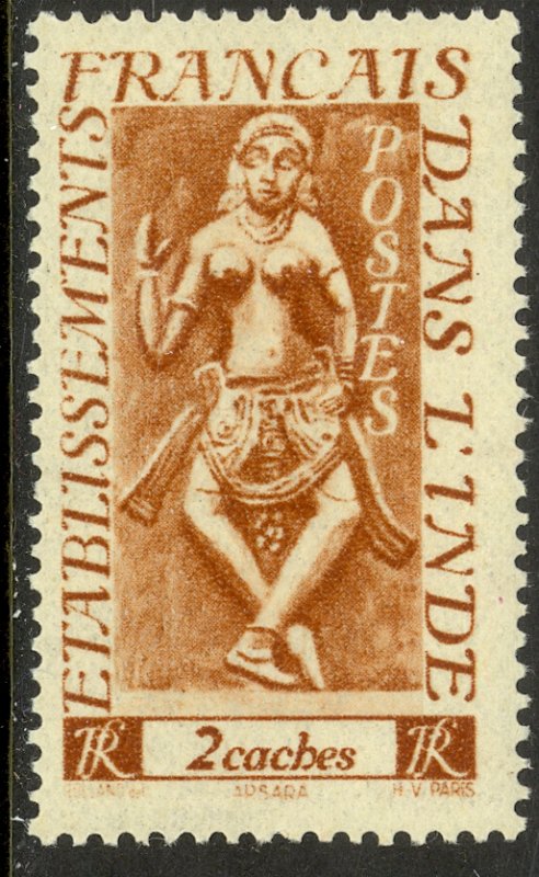 FRENCH INDIA 1948 2ca APSARAS Pictorial Issue Sc 213 MNH