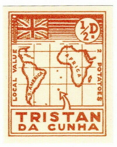 (I.B) Tristan da Cunha Postal : Local Post ½d (Map)