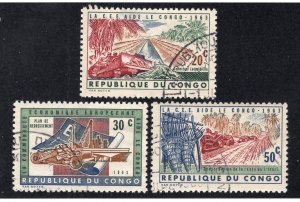 Congo, Democratic Republic 1963 20c, 30c & 50c Economic Aid, Scott 455-457 CTO