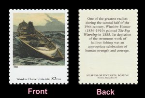 US 3236j American Art The Fog Warning Winslow Homer 32c single MNH 1998