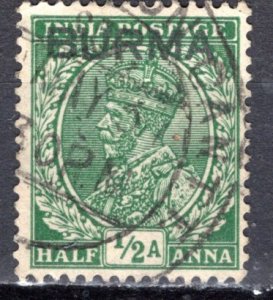 Burma; 1937: Sc. # 2: Used Single Stamp