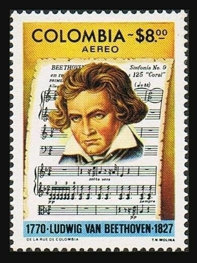 Colombia C643,MNH.Michel 1330. Ludwig van Beethoven,1977.