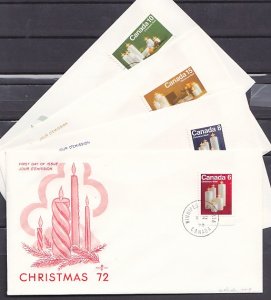 Canada, Scott cat. 606-609. Christmas Candles issue. 4 First day covers. ^