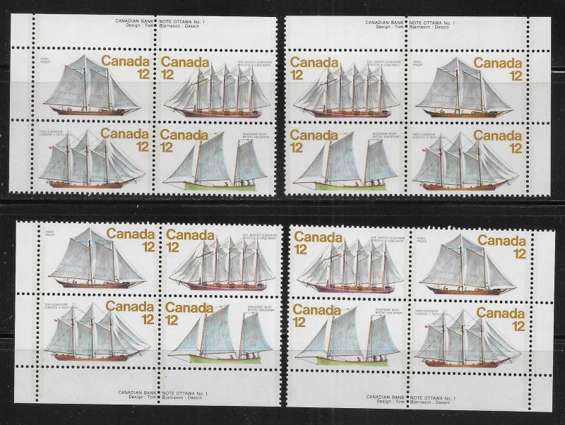Canada 747a Sailing Ships Plate Block set MNH