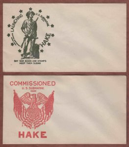 USS Hake ~ WW2 Submarine ~ Commission & Launch Covers ~ 1942 ~ Electric Boat