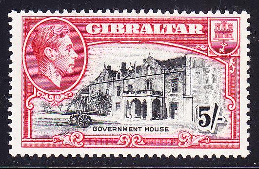 Gibraltar 1921 KGVI 5/- car & blk  VF/Mint(*)