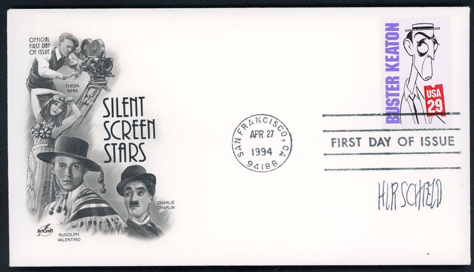 Signed First Day Cover Silent Screen Star Buster Keaton By Al Hirshfeld United States Stamp Hipstamp