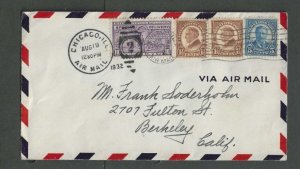 1932 Chicago IL Airmail + Special Delivery To Berkeley Ca