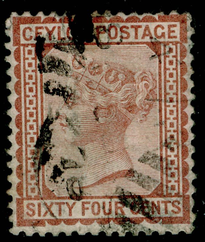 CEYLON SG131, 64c red-brown, USED. Cat £70.