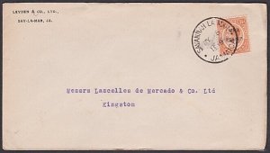 JAMAICA 1919 cover 1½d War Tax ex SAVANNAH LA MAR..........................A1505