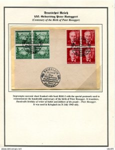 Germany 1943 Cover Blocks of 4 Special cancel Krieglach 14304