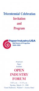 USPS FDC Ceremony Program UX145 C1E1 Paper Industry Postal Card insert 1990