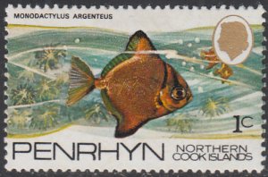 Penrhyn 1974-75 MH Sc #51 1c Monodactylus argenteus Fish