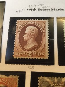 1873 Scott #157 Mint Hinged 2Cent Brown Original Gum Catalog $325!