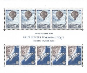 Monaco 1983 Europa CEPT Montgolfiere Balloons and Space Flight sheetlet MNH