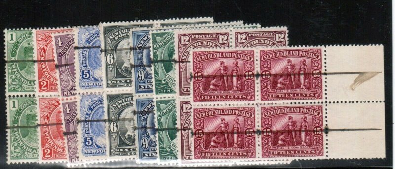 Newfoundland #104 / #114 Very Fine Never Hinged Blocks De La Rue Archival Specim