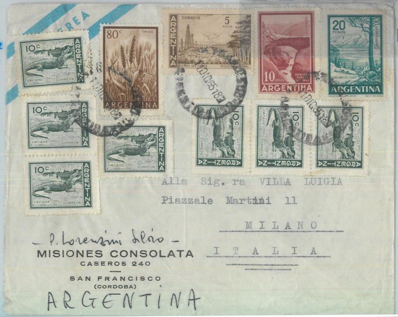 81427 - ARGENTINA - Postal History -  36.50pesos on AIRMAIL COVER to  ITALY 1965