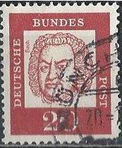 Germany 829 (used) 20pf Johann Sebastian Bach (1961)