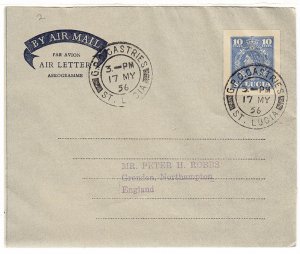 ST-LUCIA  cover/aerogramme/air letter  postmark Castries, 17 May 1956 to England