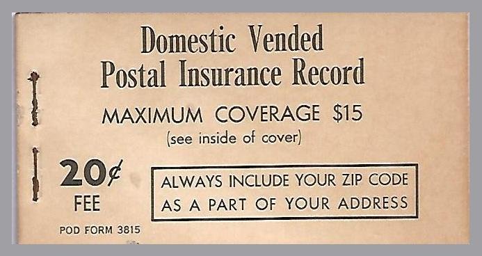 United States - Mint 1966 20 CENT POSTAL INSURANCE BOOKLET - SCOTT #QI2-COVER T2