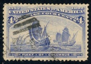 US Stamp #233 Fleet of Columbus 4c - USED