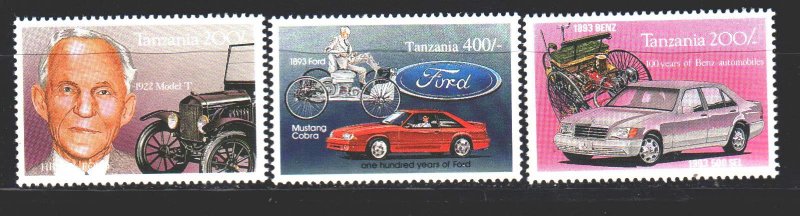 Tanzania. 1994. 1753-55 from the series. Automotive History. MNH.