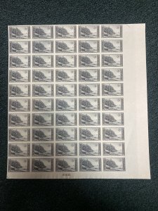US 762 Acadia Imperf Sheet Of 50 Mint No Gum As Issued -