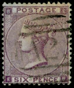 SG84, 6d lilac plate 3, FINE USED. Cat £140. A25 MALTA. EB