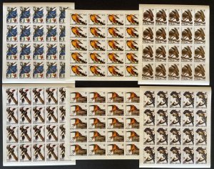 1985 Stamps Full Set In Sheets Birds by J.J Audubon Central Africa Imperf.-